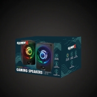 Set 2 boxe gaming, iluminare RGB, 7 V, 75 db, USB si Jack 3.5 mm, negru, GamerX, ELE6140OB
